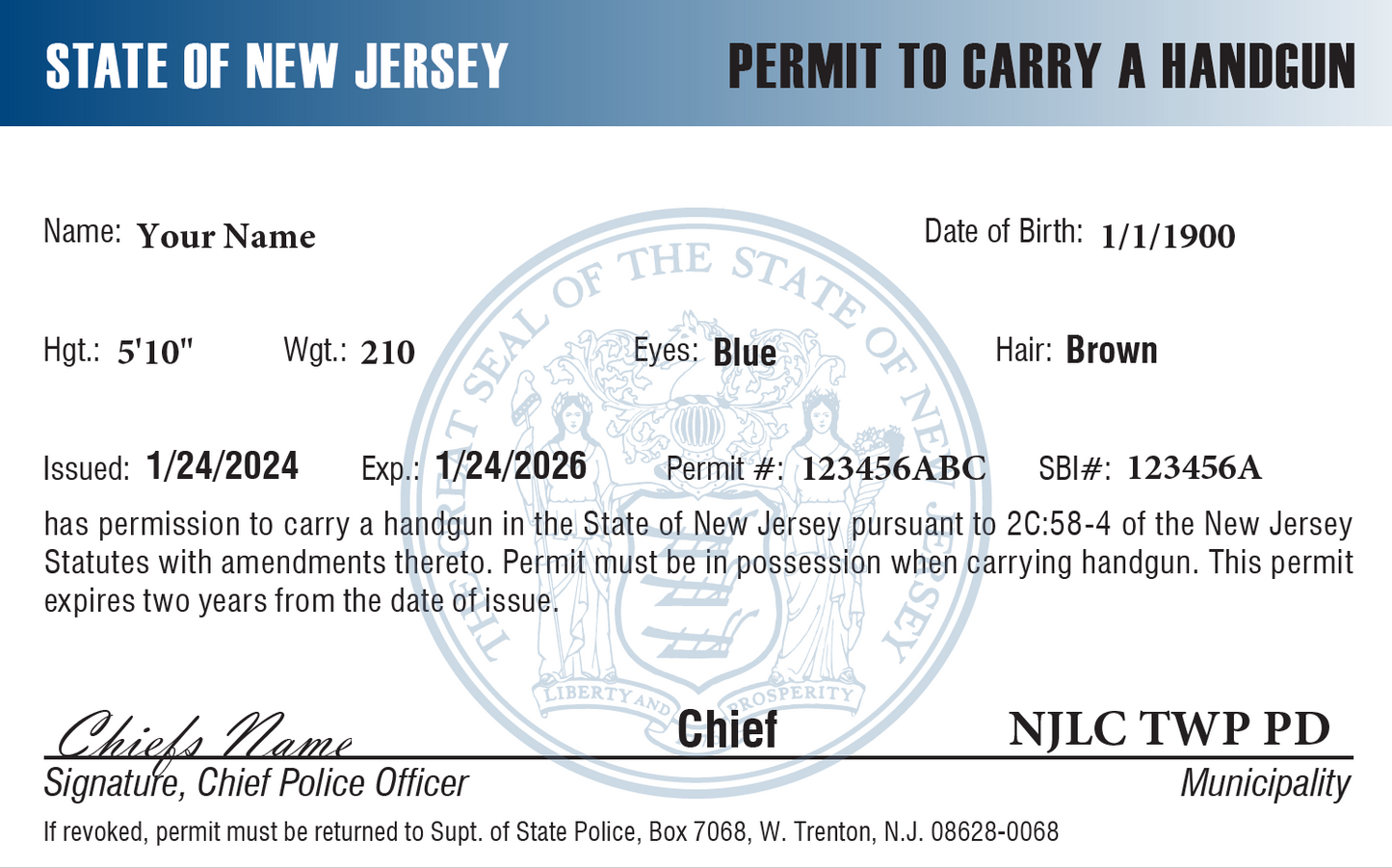 NJ Permit To Carry